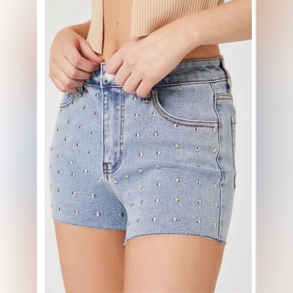 Forever 21 Studded Denim Shorts Spring Summer